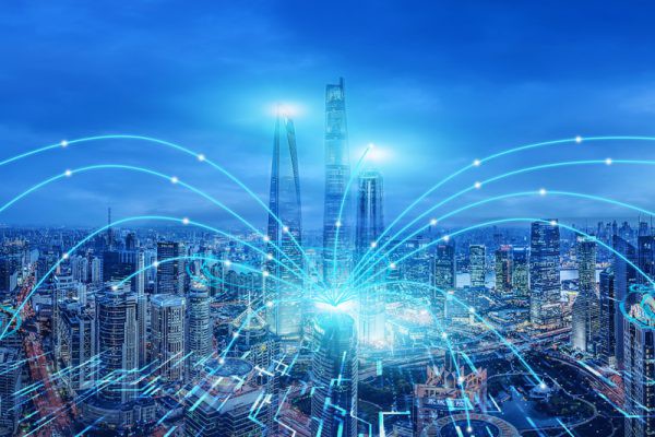 贴图·城市丨剪影 现代蓝色科技感智慧城市屏幕背景 第6327期